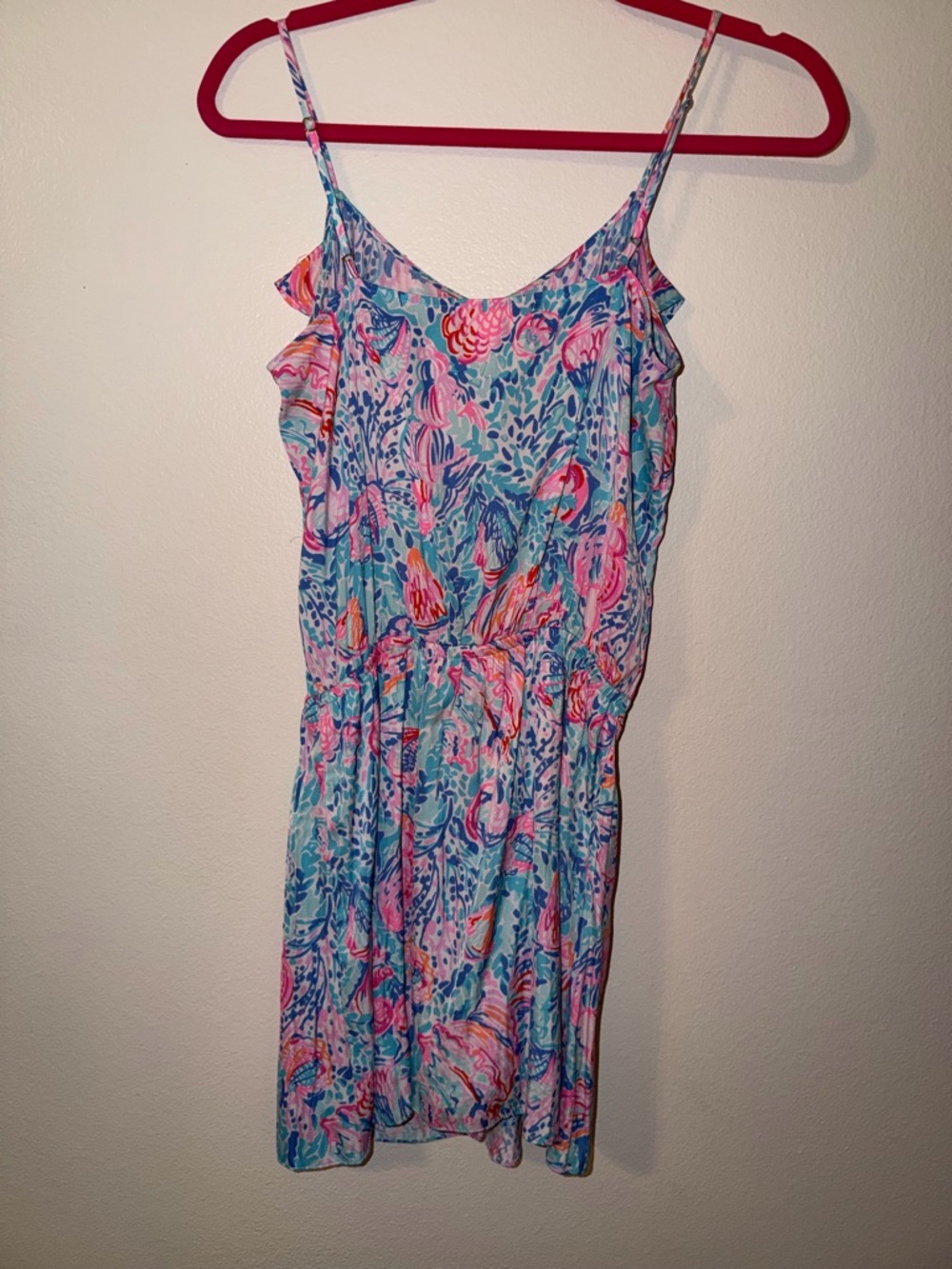 Lilly Pulitzer Blue Pink Multicolor Ruffled Romper
